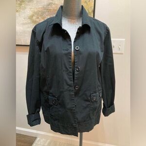 Chico's 2 or 12 Black Utility Button-Front Jacket long sleeve lightweight pocket
